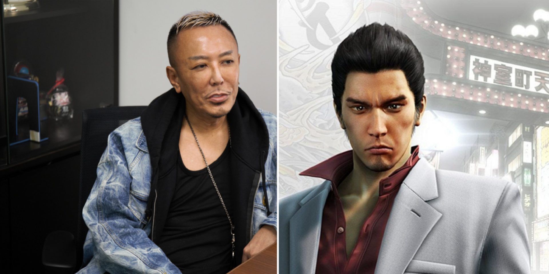 Nagoshi, creator of Yakuza (left), Yakuza Main Character (right)