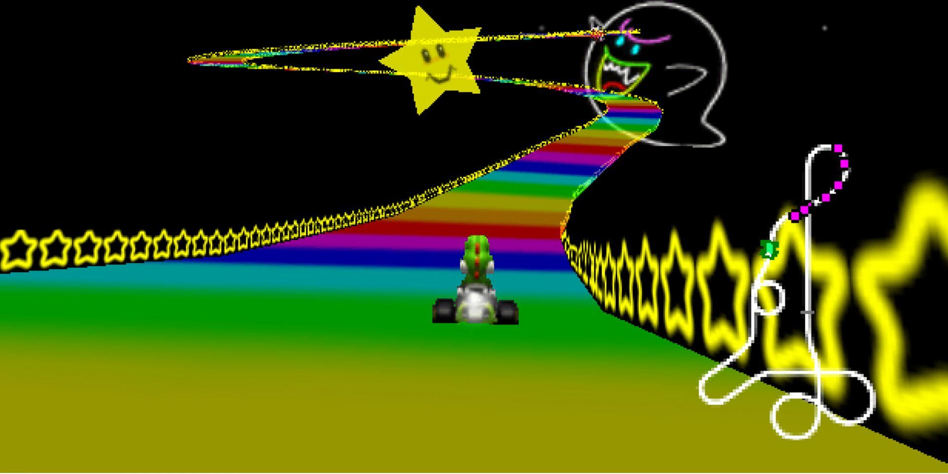 Yoshi On Rainbow Road Mario Kart 64