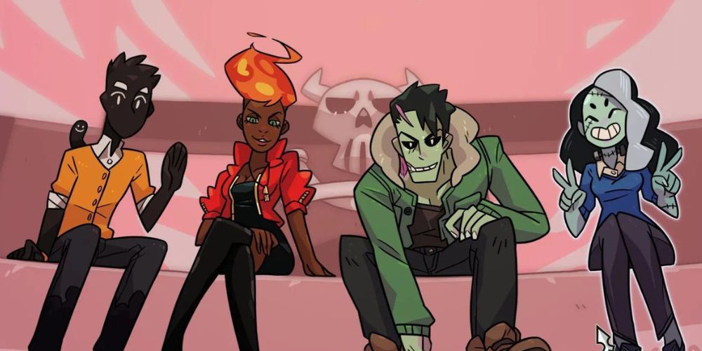 The four player characters from Monster Prom.