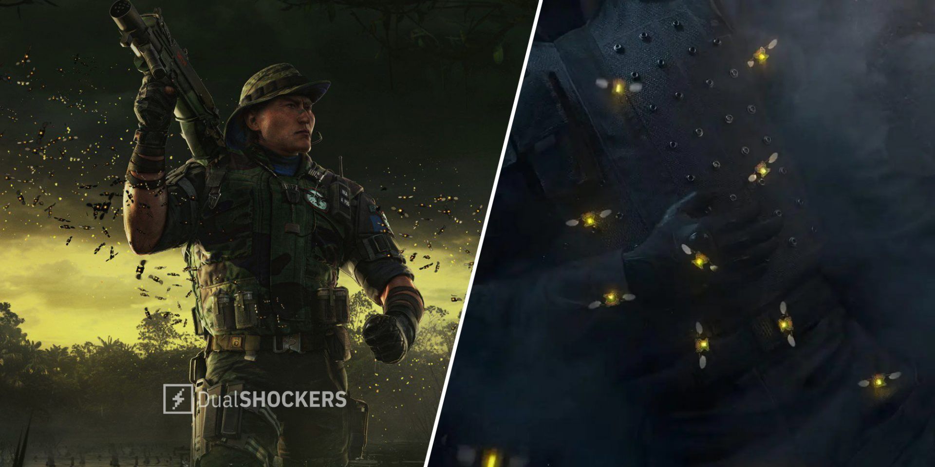Rainbow Six Siege Operation Brutal Swarm new attacker Grim on left, swarm attack on right
