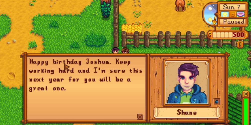 Stardew Valley text box for Shane dialogue.