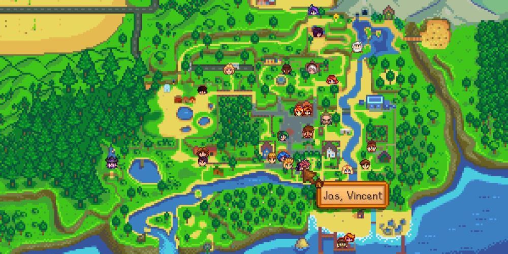A modified version of the Stardew Valley map.