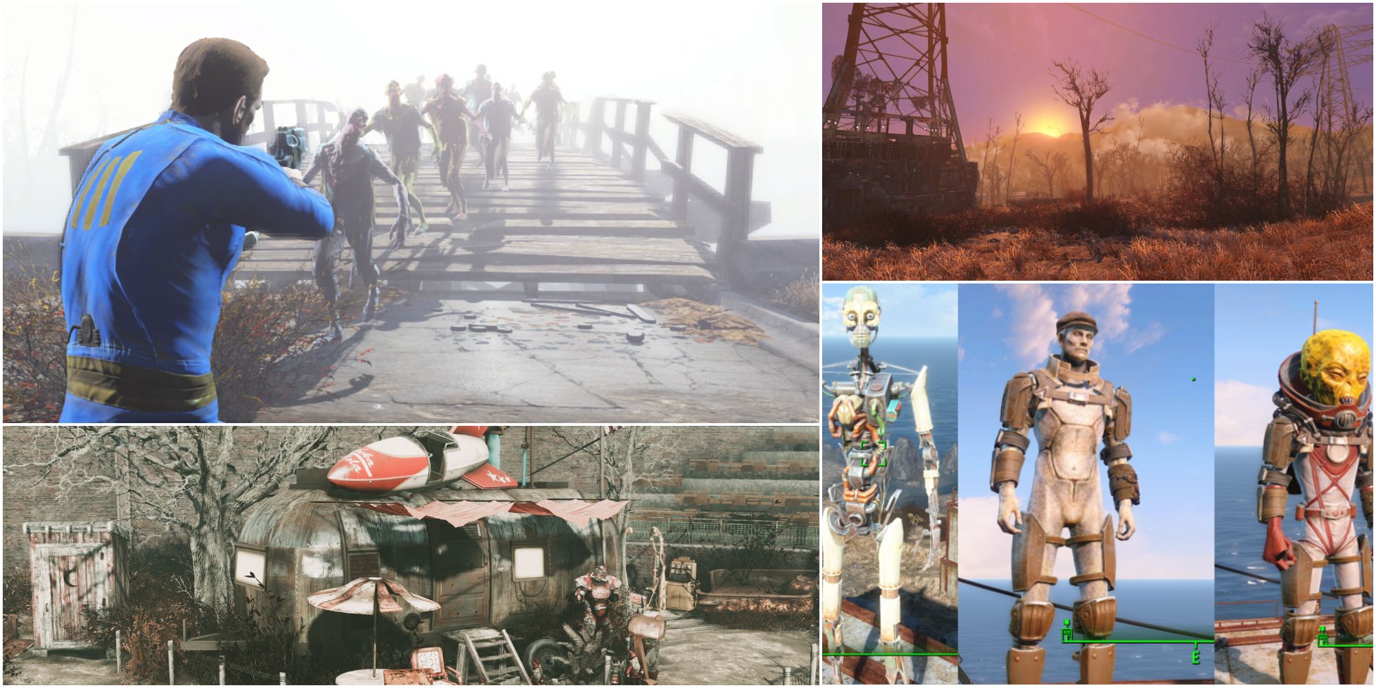Collage featuring a selection of the best Fallout 4 mods for PS5