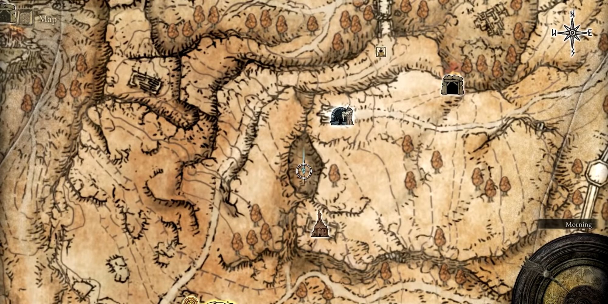 A map displaying Amber Starlight location in Elden Ring