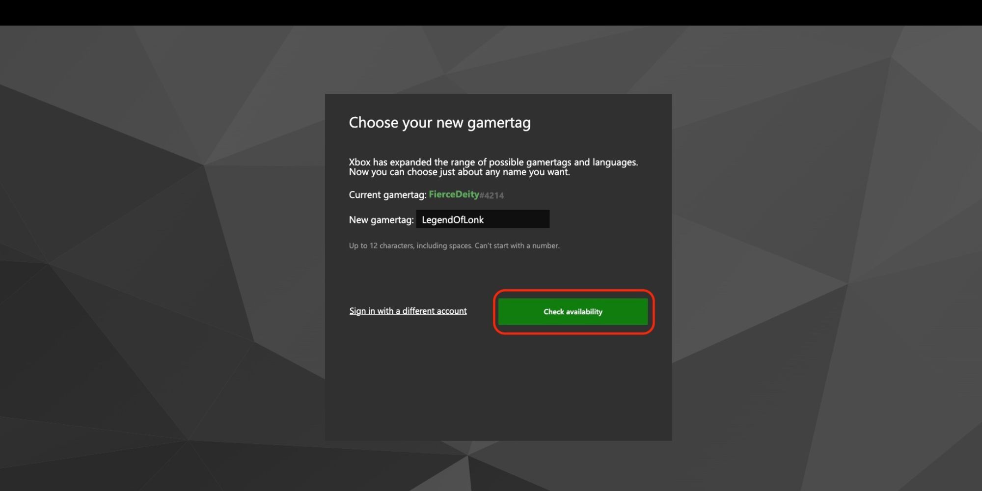 Changing a username via Xbox Gamertag