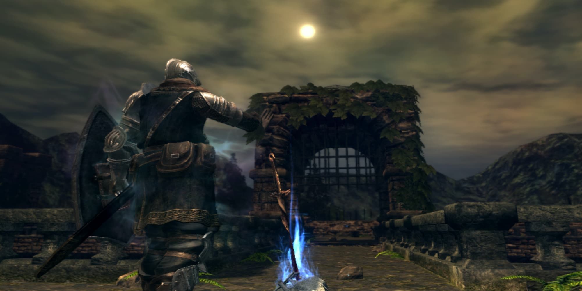 Dark Souls 1 Player Standing Over Bonfire