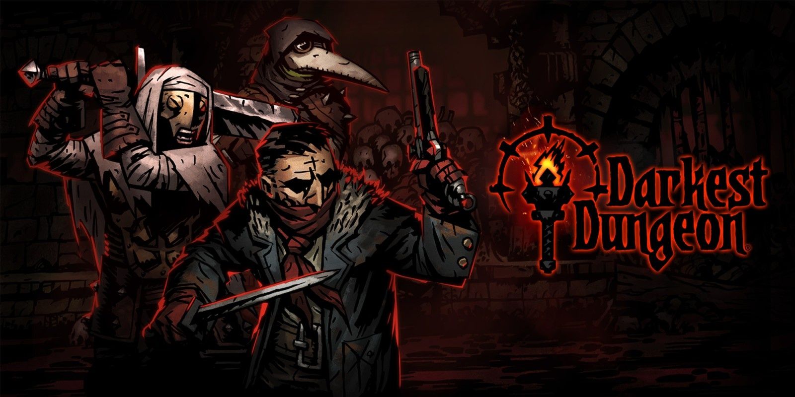 Three characters from Darkest Dungeon