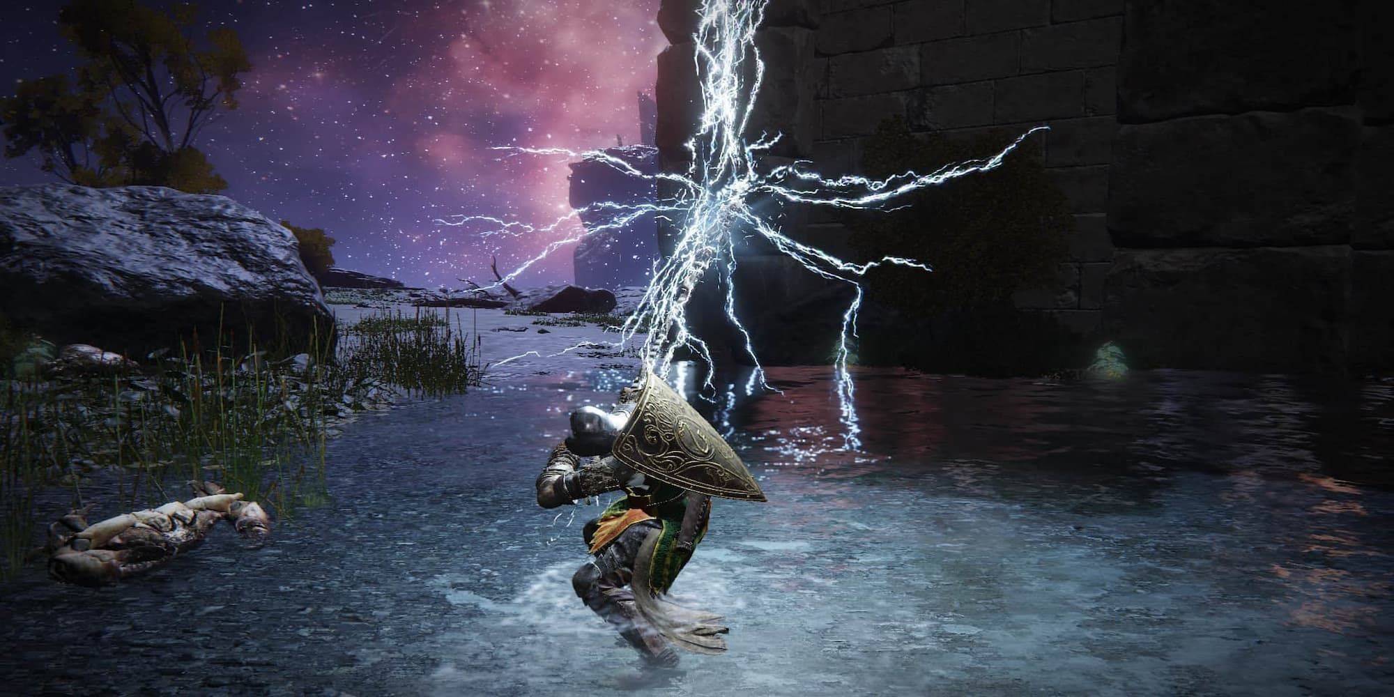 Player Imbuing Dragon Halberd With Lightning 