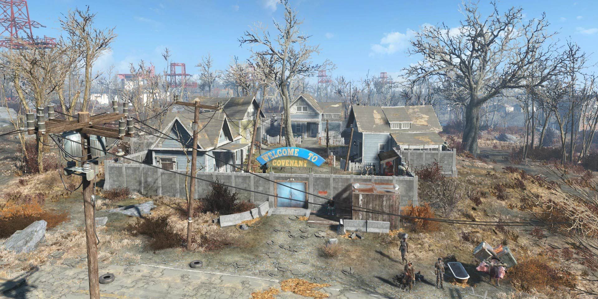 Covenant in Fallout 4; a sunny pre-war town.