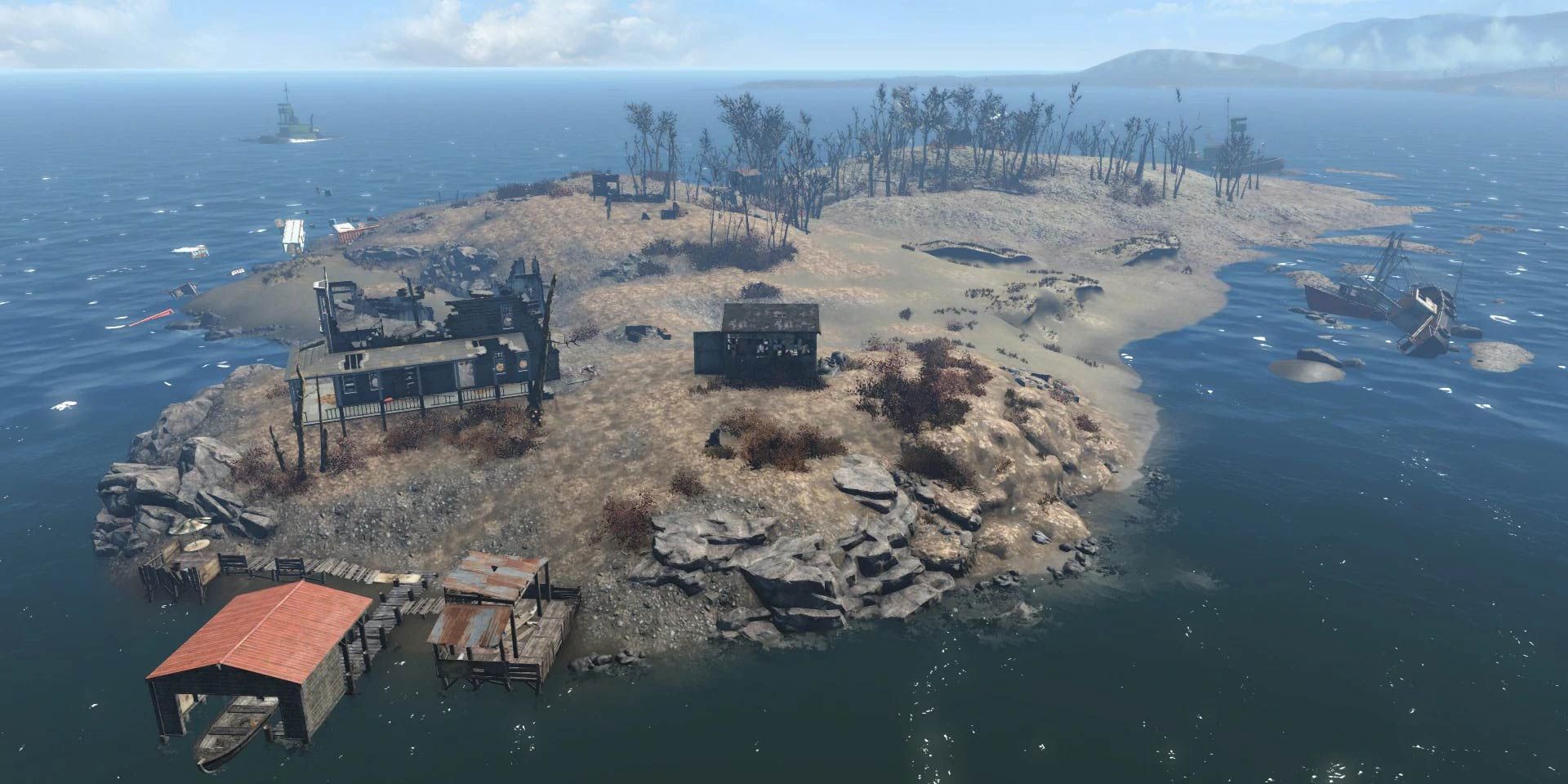 Spectacle Island in Fallout 4; a huge island in the middle of the ocean.