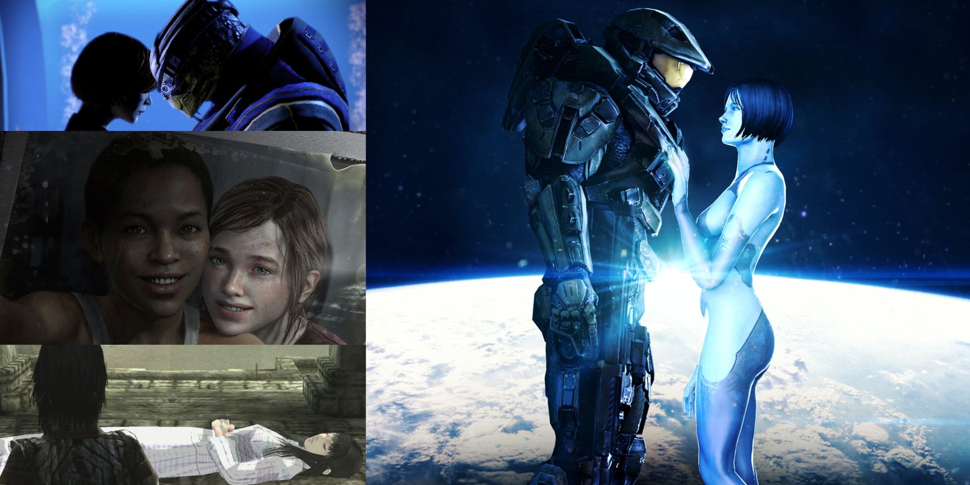 Female Shepard With Garrus Cortana With Master Chief Ellie With Riley and Wander With Mono