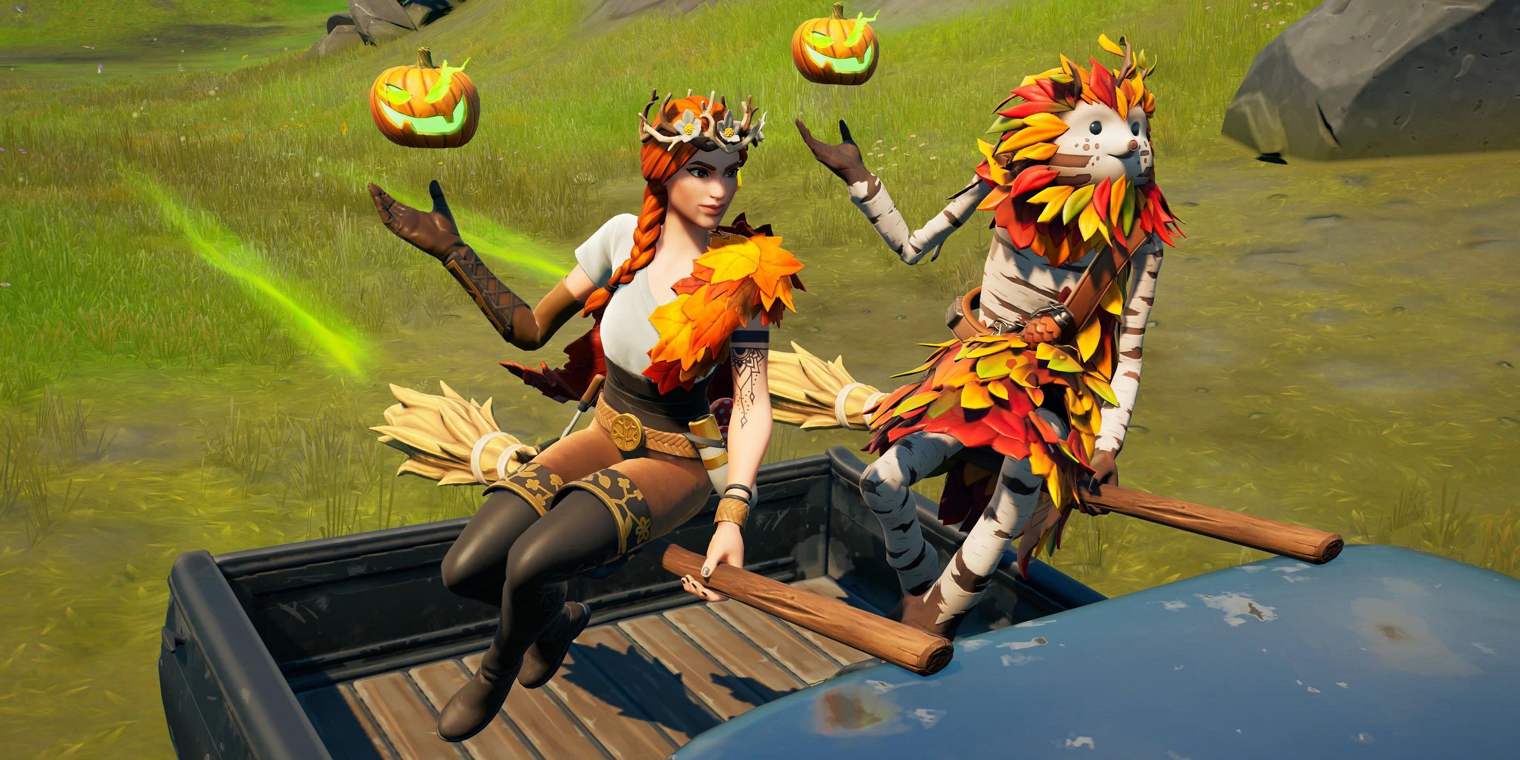 Fortnite Zero Build Autumn Character Emoting With Pumpkins
