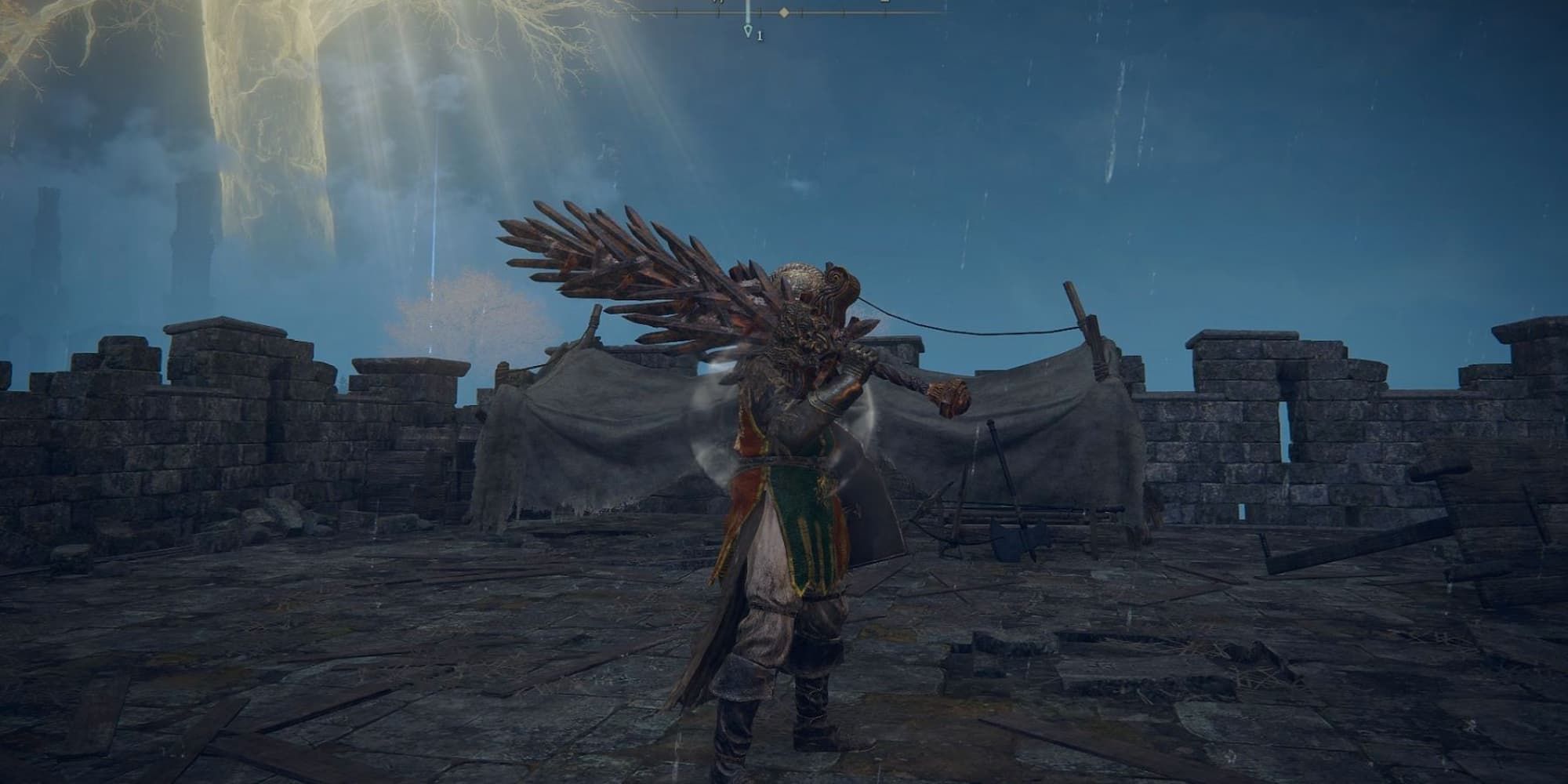 Player Holding Grafted Blade Greatsword and Shield