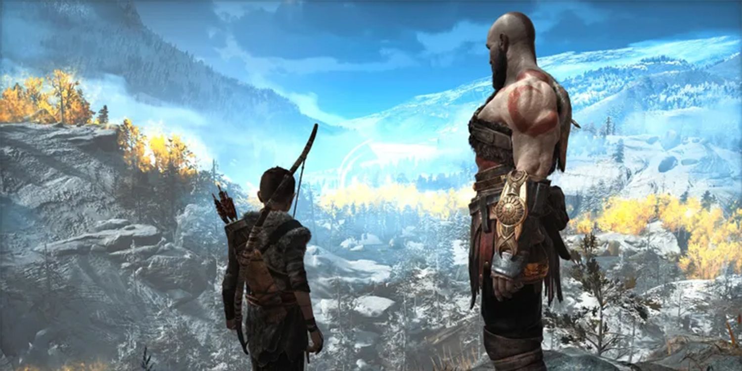 Kratos And Son Overlooking An Area