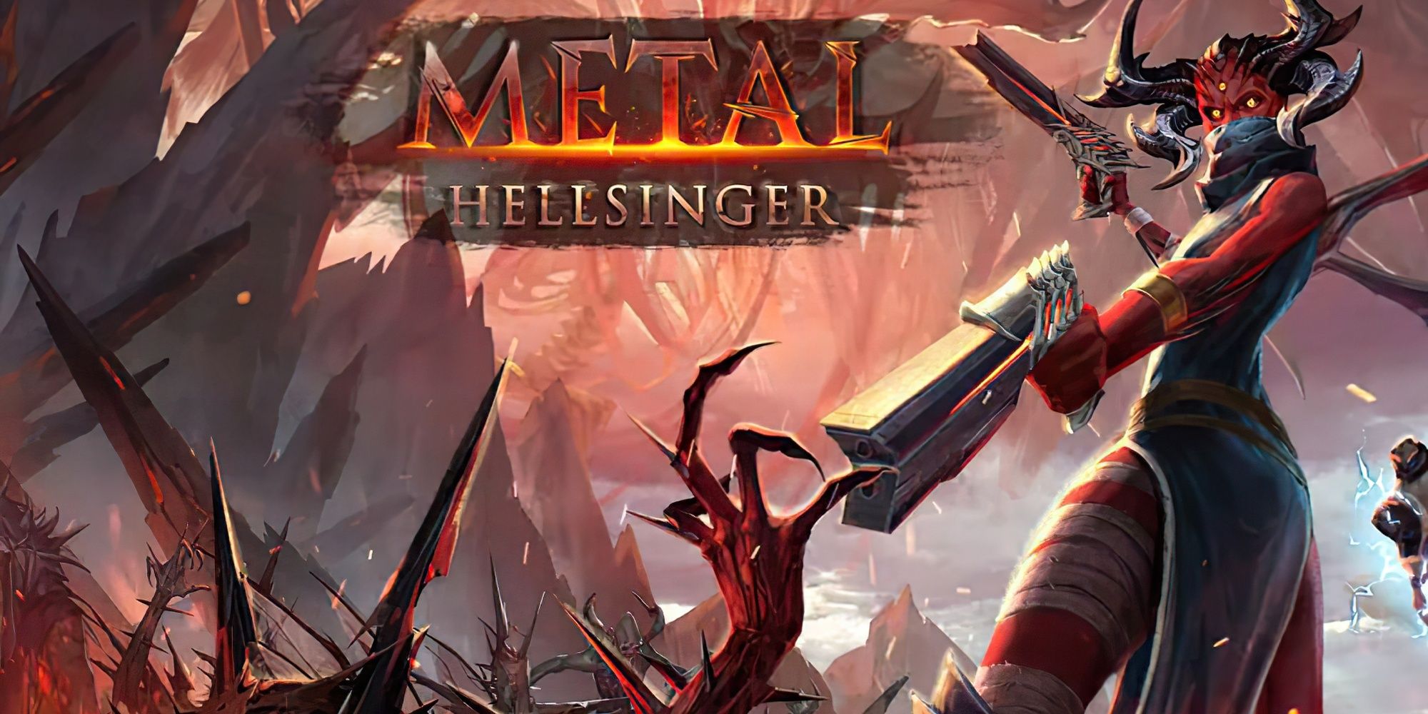 Metal Hellsinger Dual-Wielding Pistols With Logo
