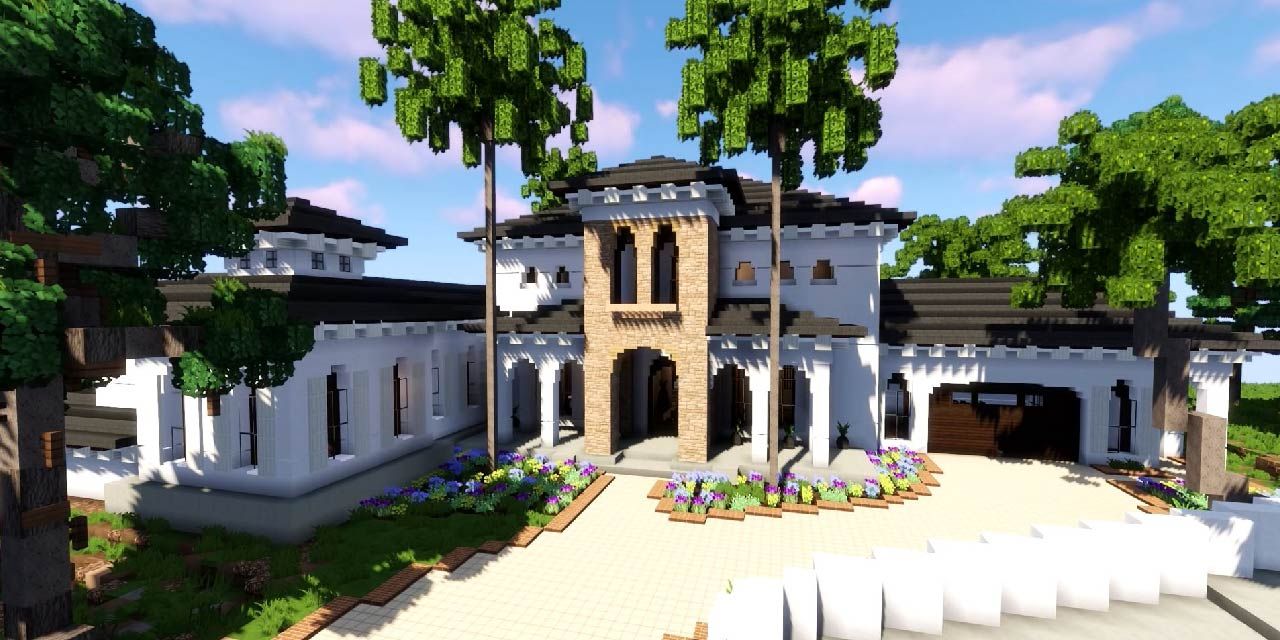 A gorgeous Mediterranean-style house in Minecraft.