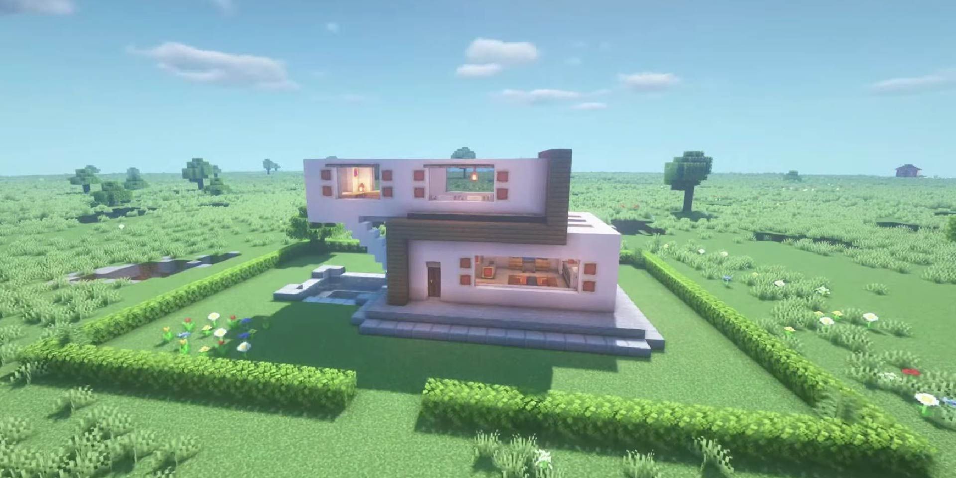 A modern-style smart house in Minecraft.