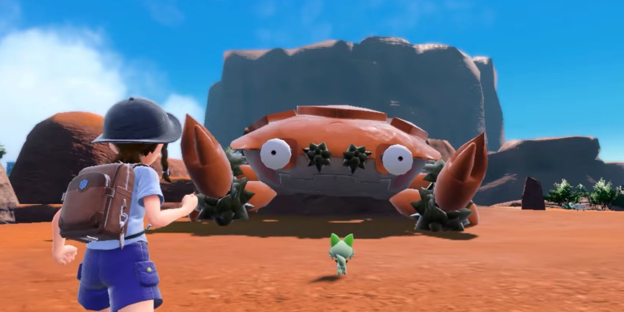 A screenshot of the titan Klawf from Pokémon Scarlet and Violet