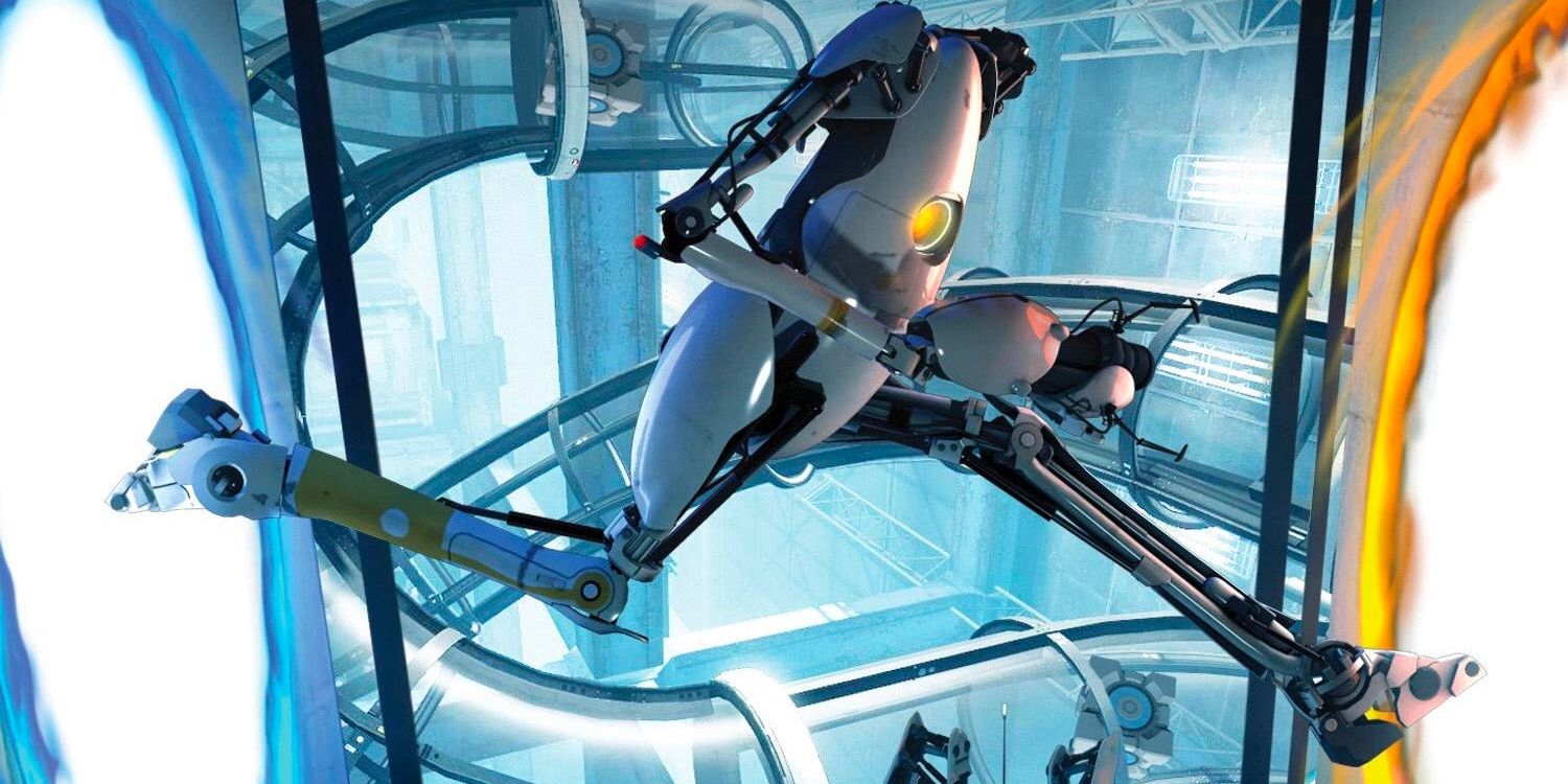 Portal 2 Robot Jumping Through Portals
