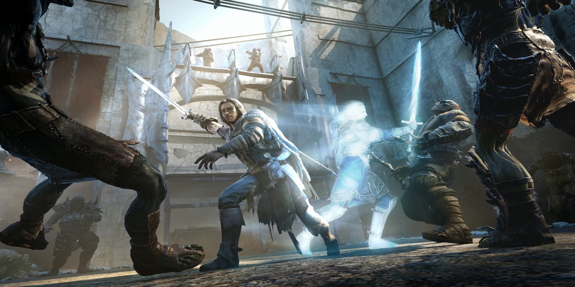 Shadow of Mordor Talion and Celebrimbor Fighting