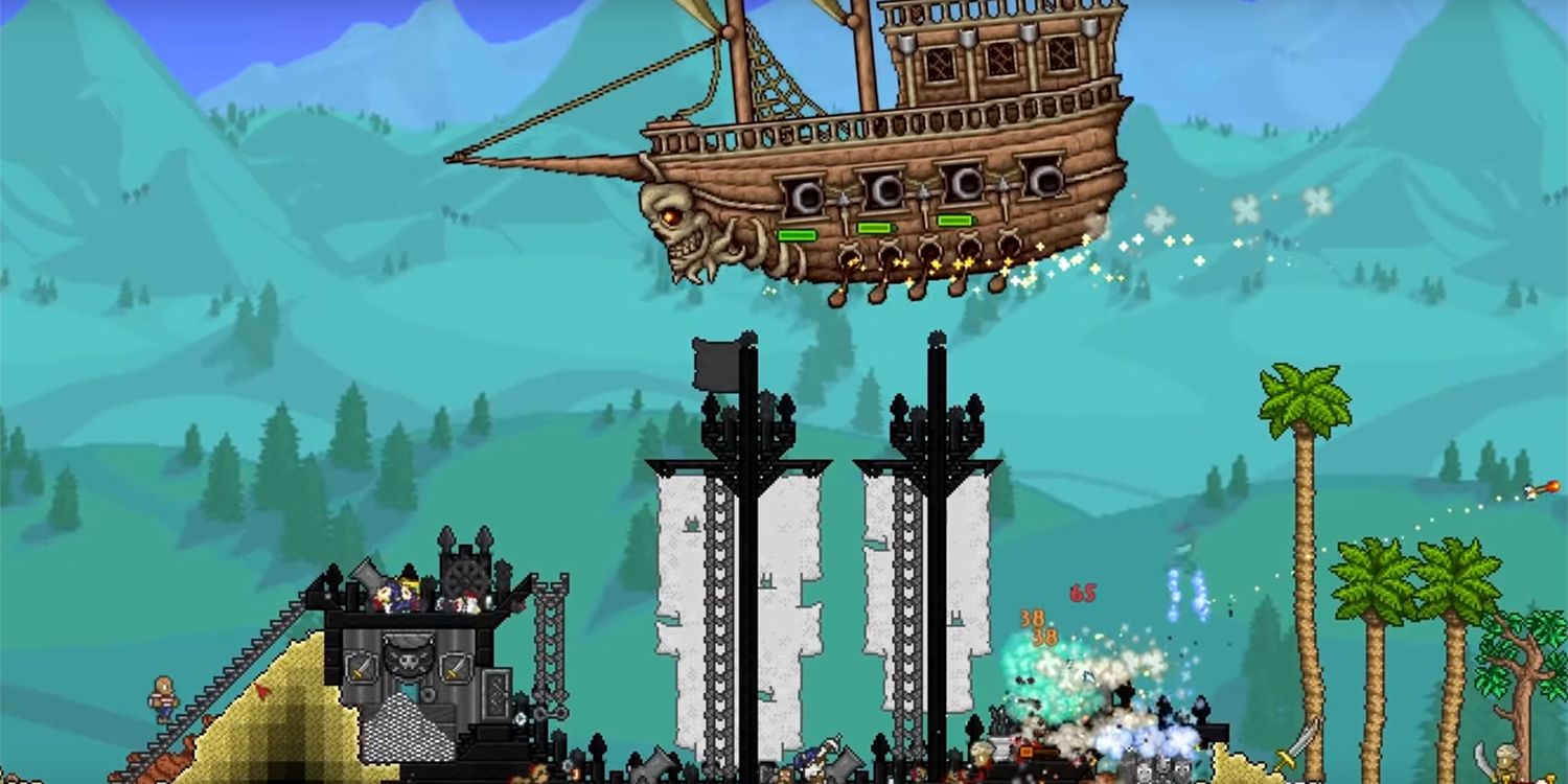 Terraria Flying Pirate Ship Fight