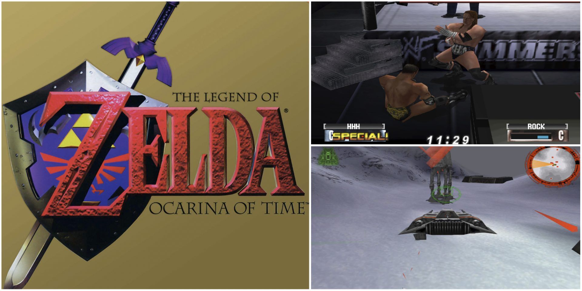 The Legend Of Zelda Ocarina Of Time Cover Art, WWF No Mercy And Star Wars Rogue Squardron Gameplay