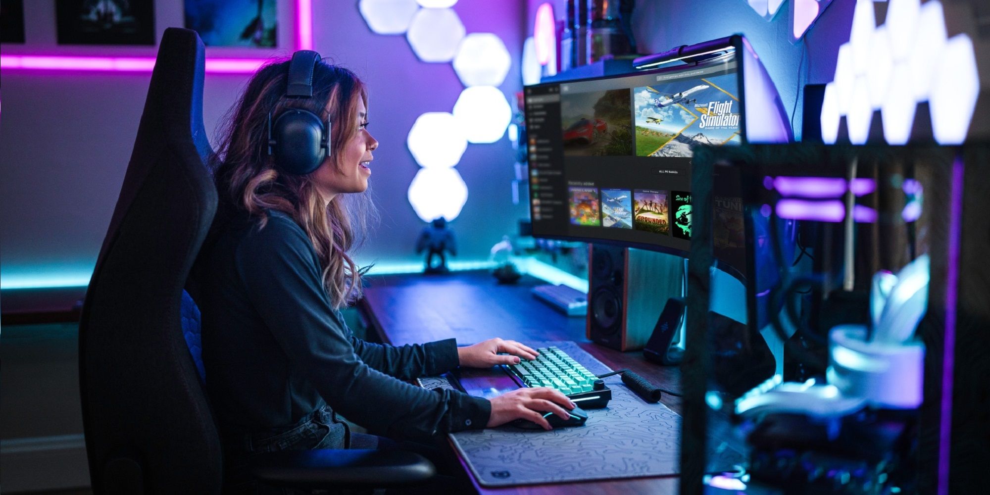 Xbox marketing image of a gamer using PC Game Pass