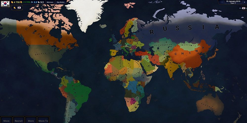 World map with every playable nation