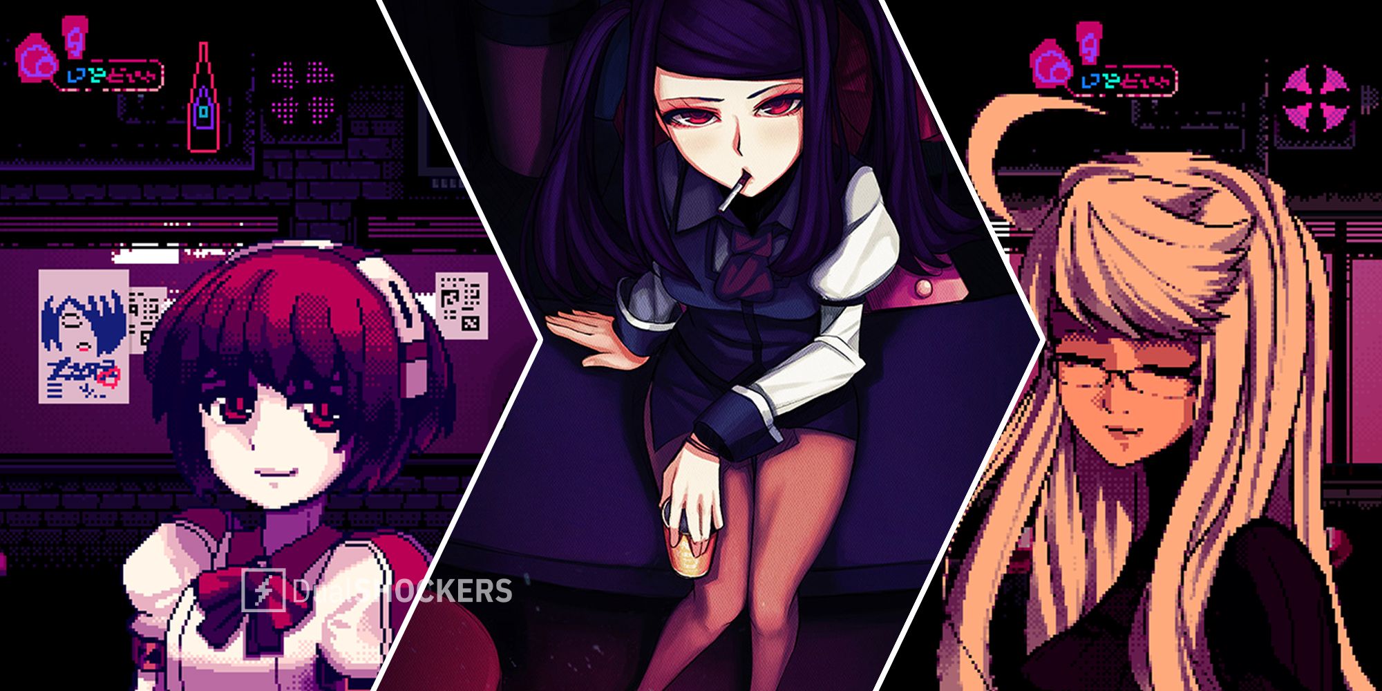 VA-11 Hall-A Dorothy Haze on left, Julianne Stingray in middle, Alma Armas on right