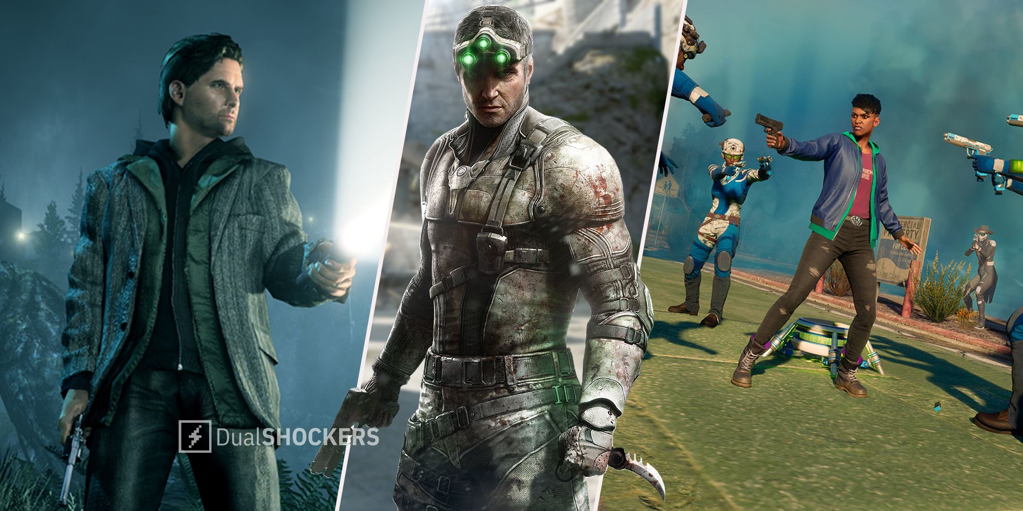 Alan Wake on left, Splinter Cell Blacklist in middle, Saints Row on right