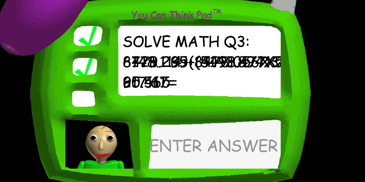 An impossible math question in Baldi's Basics.