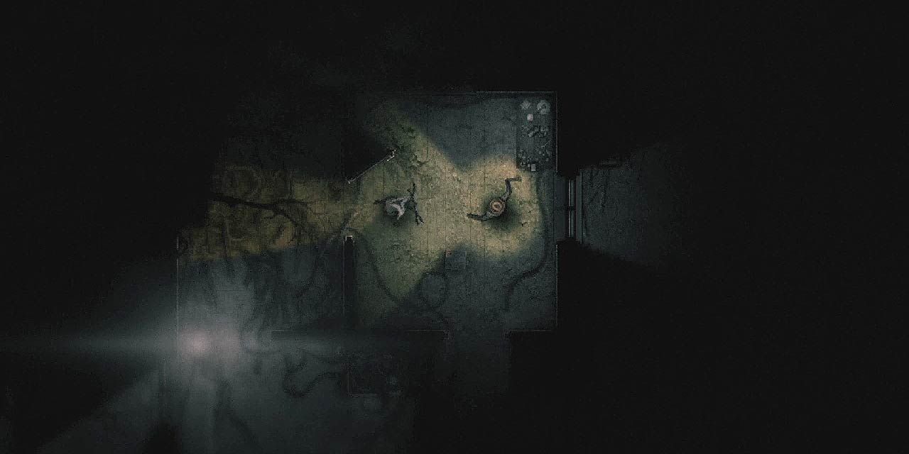 Fending off a monster at night in Darkwood.