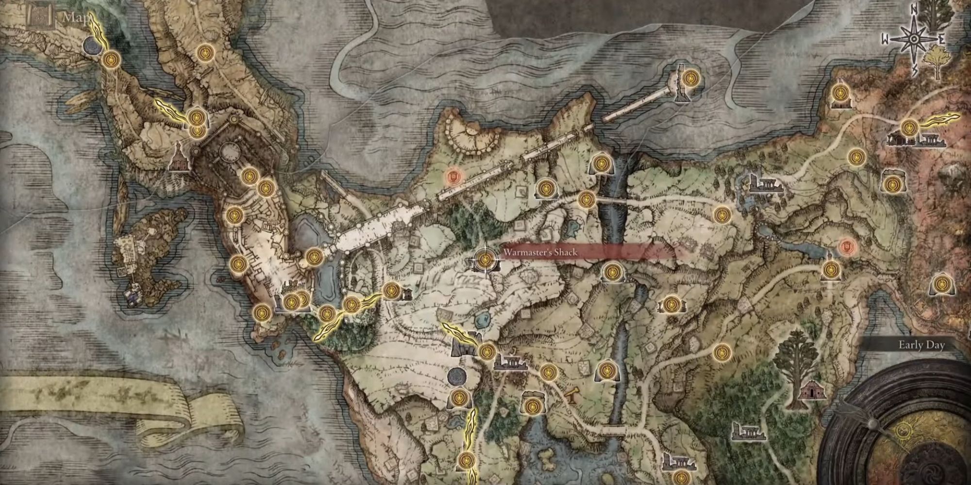 Warmasters shack on the elden ring map