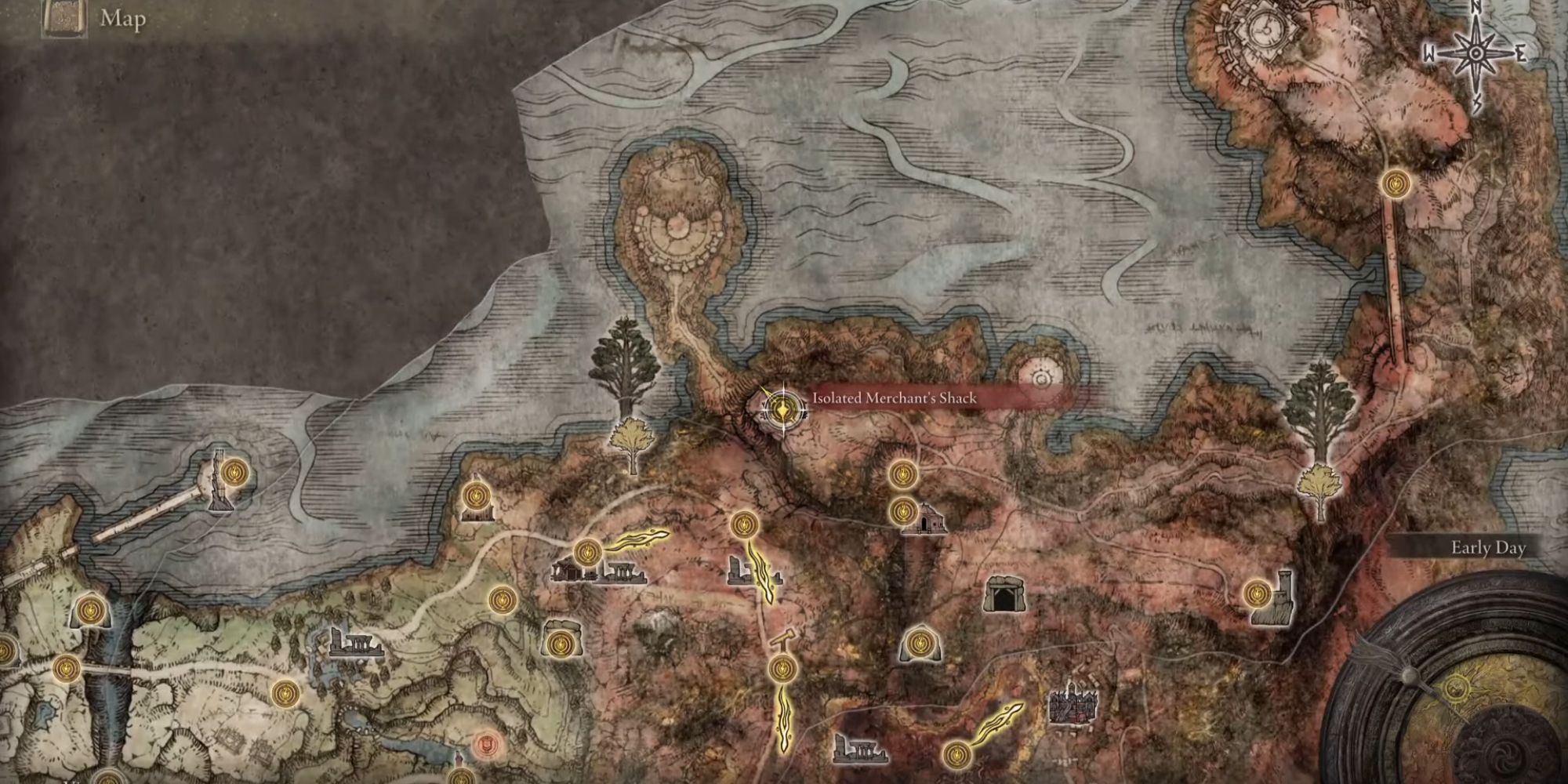 isolated merchants shack on the elden ring map