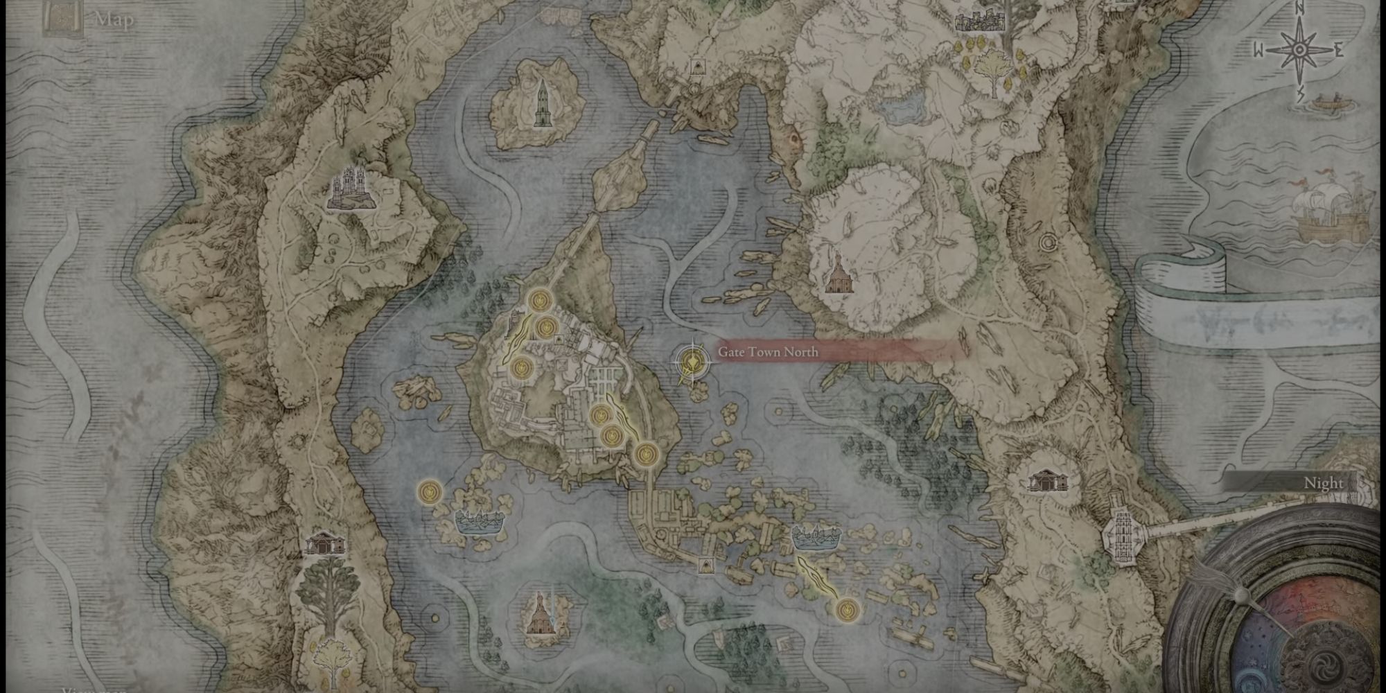 Gate Town North Site of Grace on the elden ring map