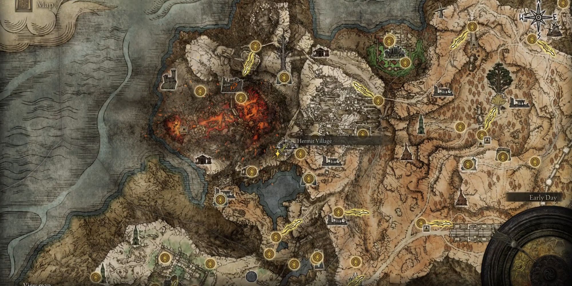 hermit villiage on the elden ring map