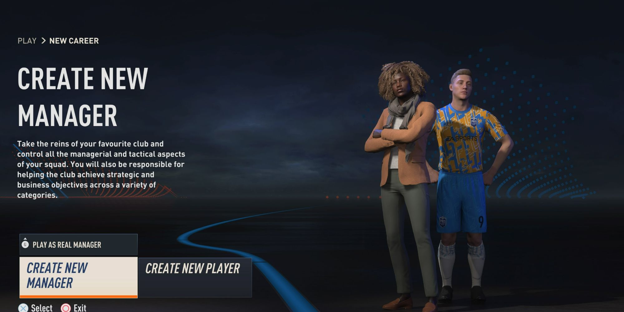 FIFA 23 Create New Manager Screen