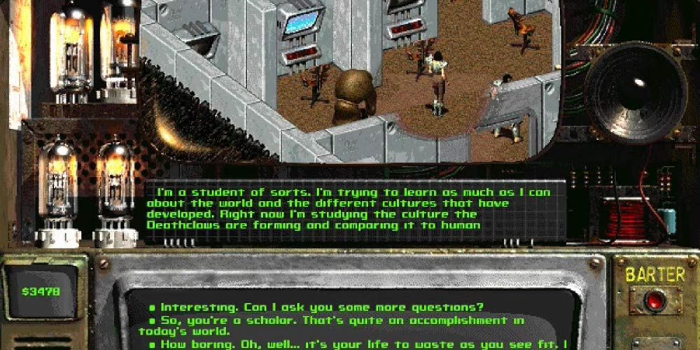Joris in Fallout 2 discusses research into the culture of Deathclaws.