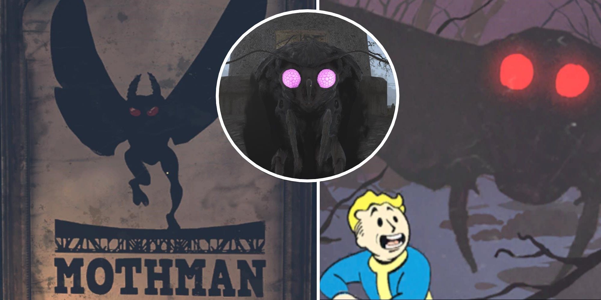 Fallout 76 Split Image Mothman Posters and Wise Mothman