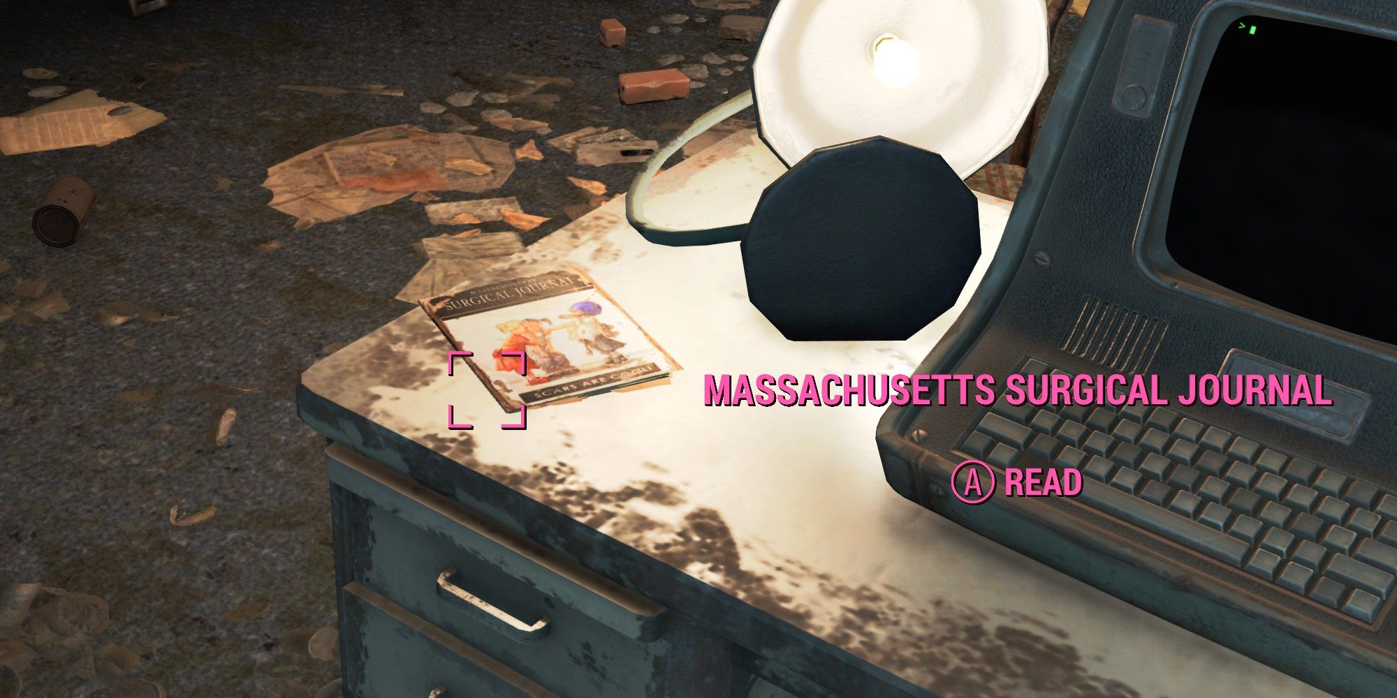 Fallout 4 Cambridge Polymer Labs Massachusetts Surgical Journal on desk