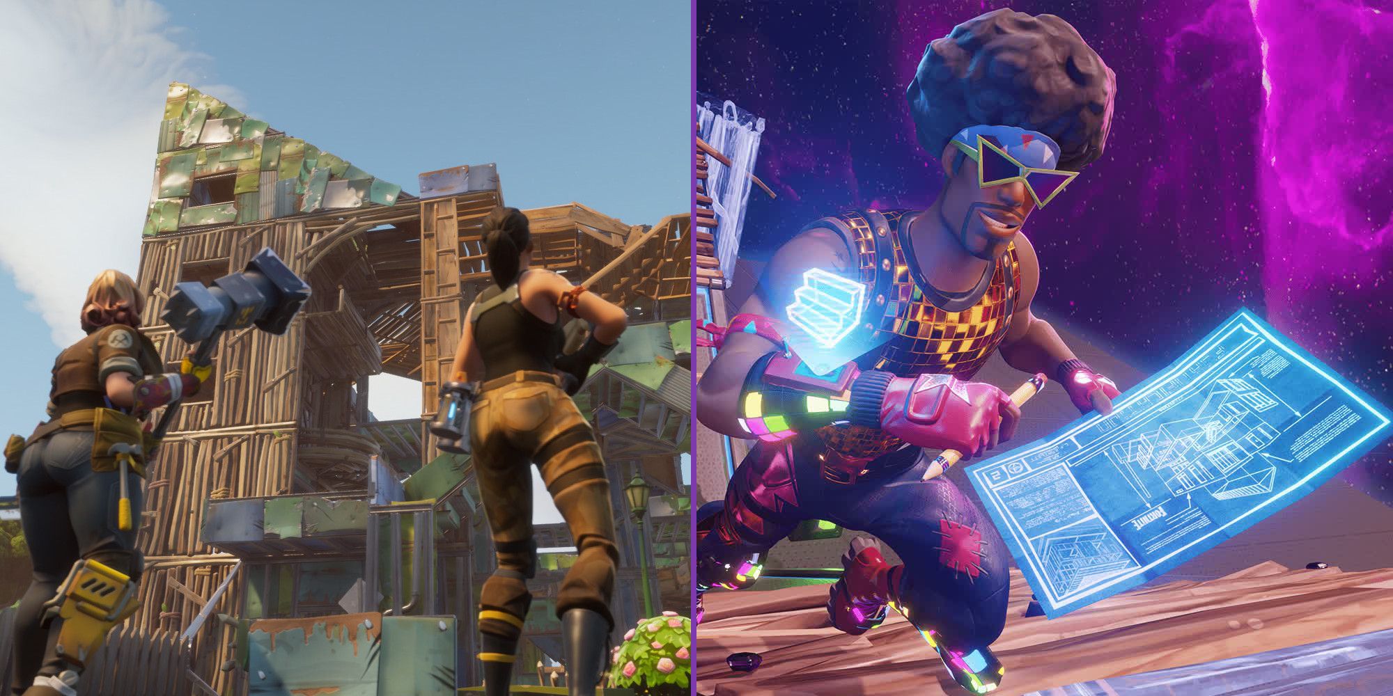 Characters building in Fortnite 