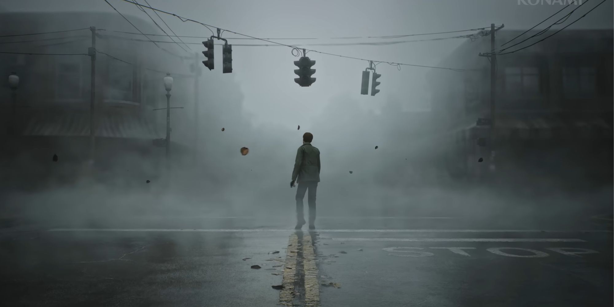 James Sunderland Standing alone at the Intersection of the Silent Hill Town, and Fog starts to intensify 