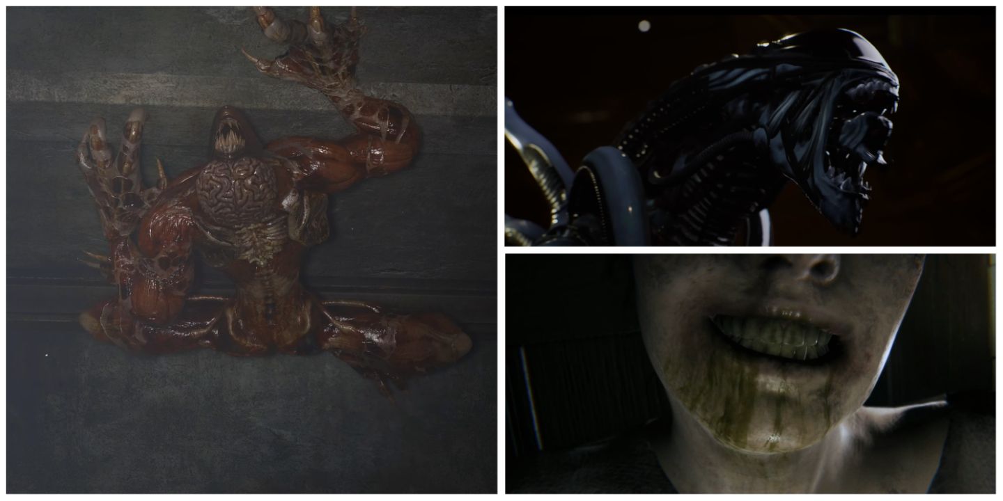Resident Evil 2 Remake Licker Upside Down Alien Isolation Alien PT Lisa Mouth Up Close Ending Scene