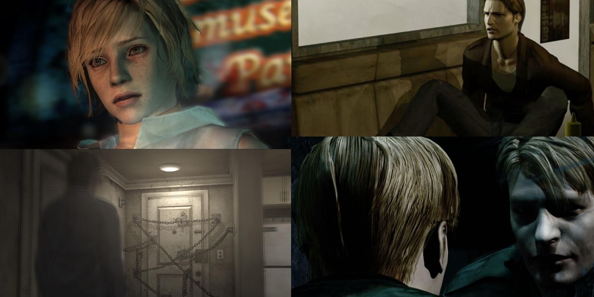Main characters from the video games Silent Hill 1, 2, 3, and 4
