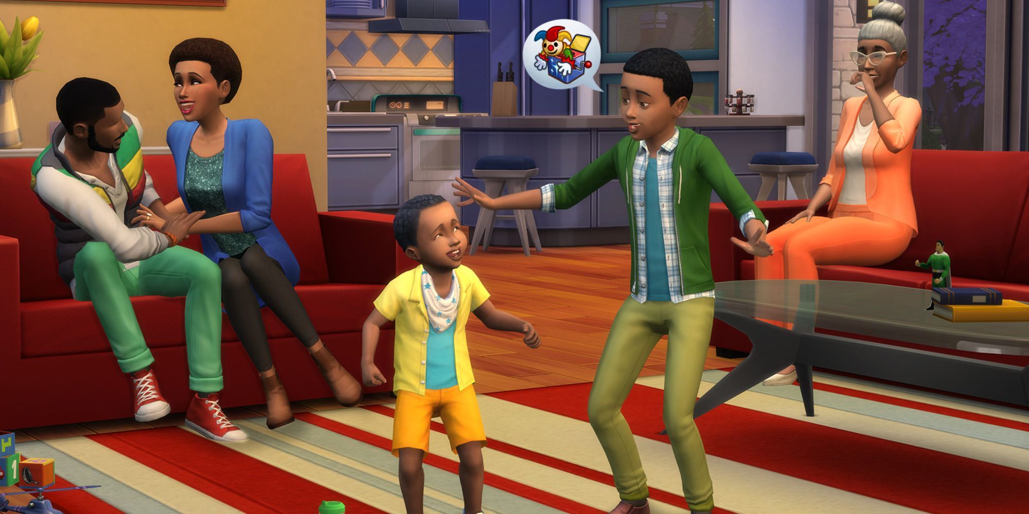 A family in the Sims 4 having fun 
