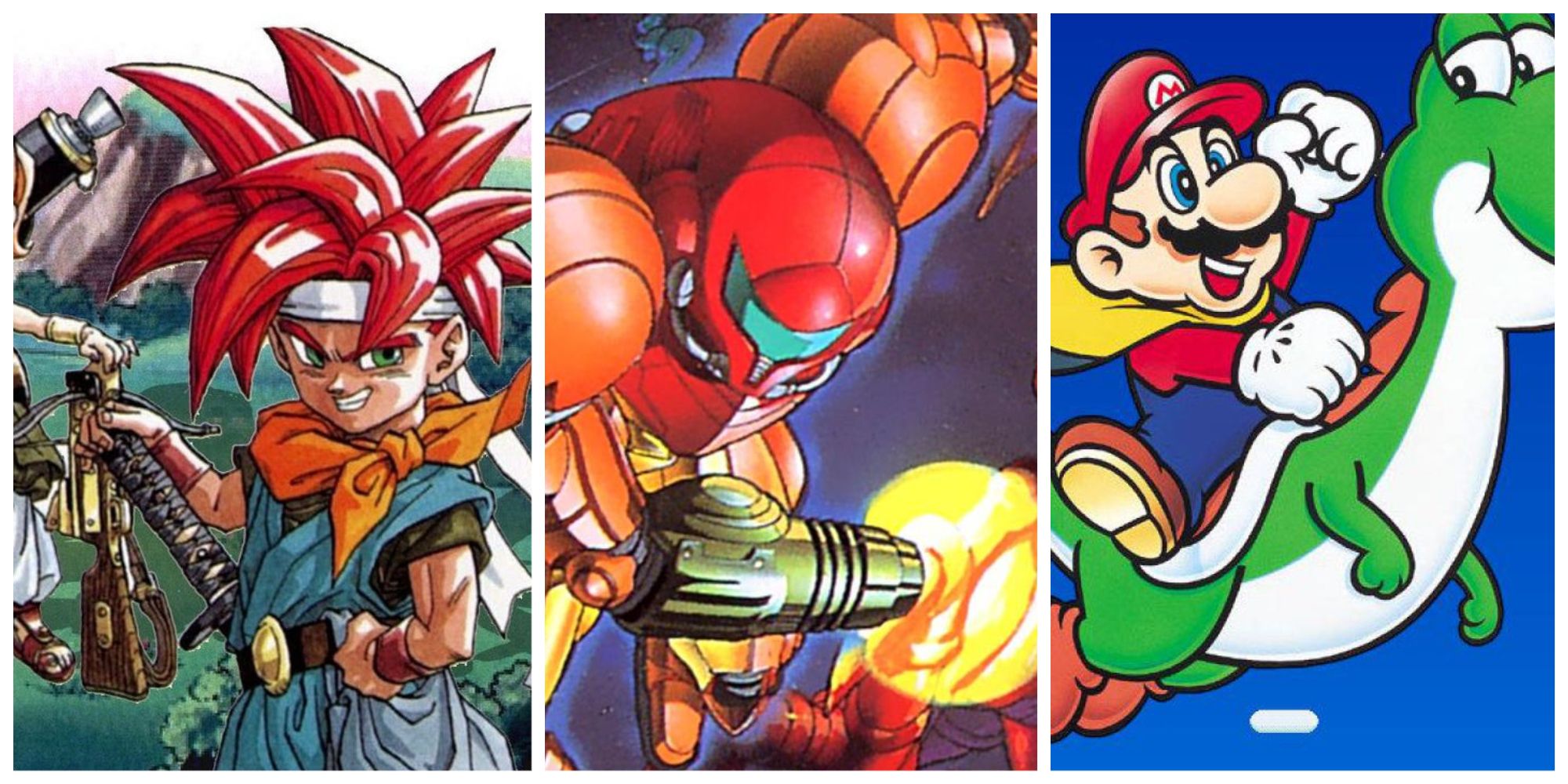 Top 10 SNES Games Featured Image Chrono Trigger Samus Super Mario