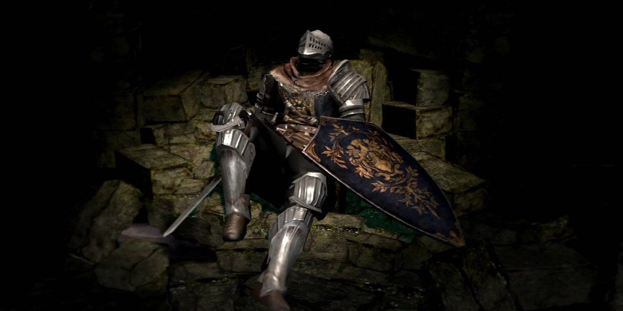 Oscar from Dark Souls 1 sitting down