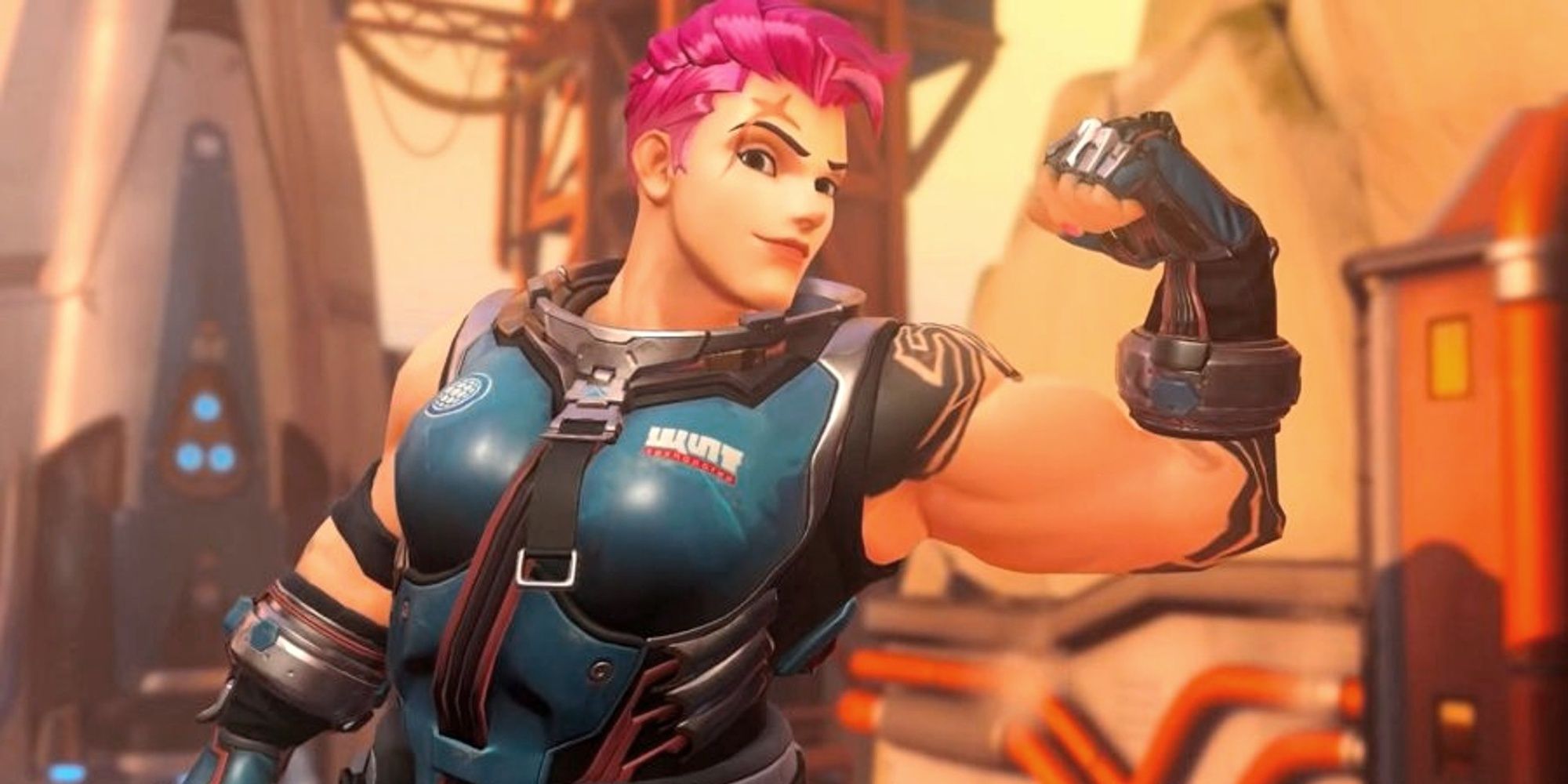 Overwatch 2 Zarya Flexing Left Bicep And Smiling
