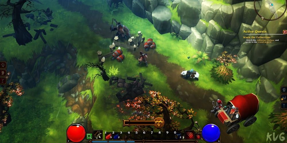 Top-down view of the player character in Torchlight 2