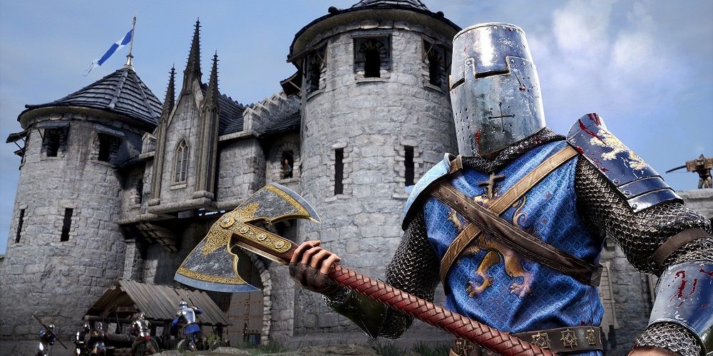 Vanguard guarding a castle in Chivalry 2